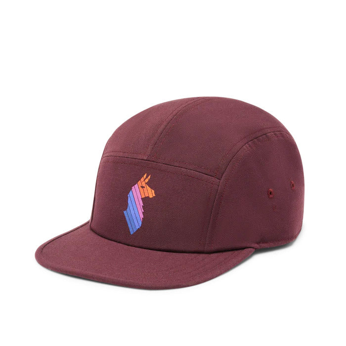 Red lama striped five panel hat