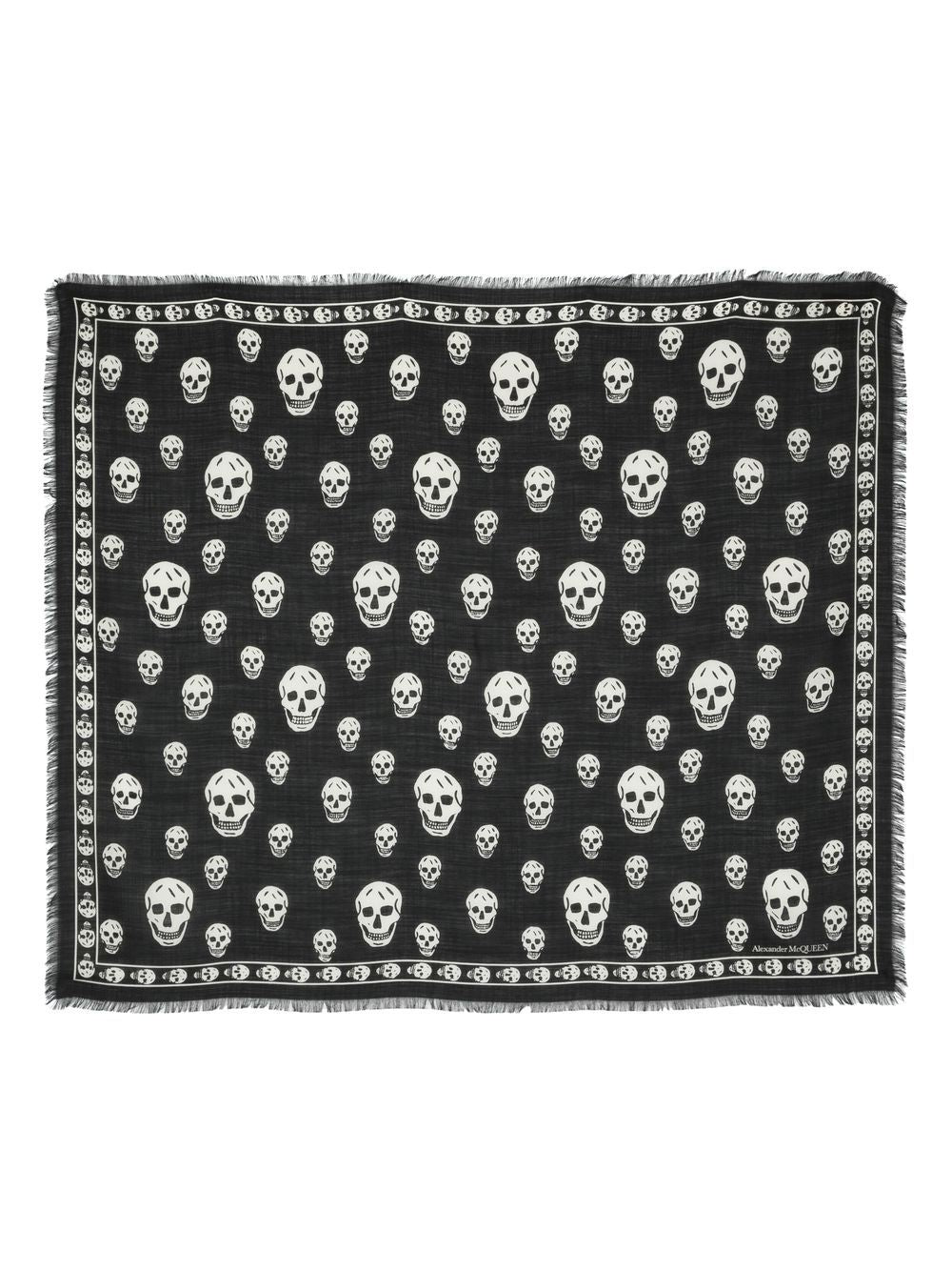 Skull-print wool scarf