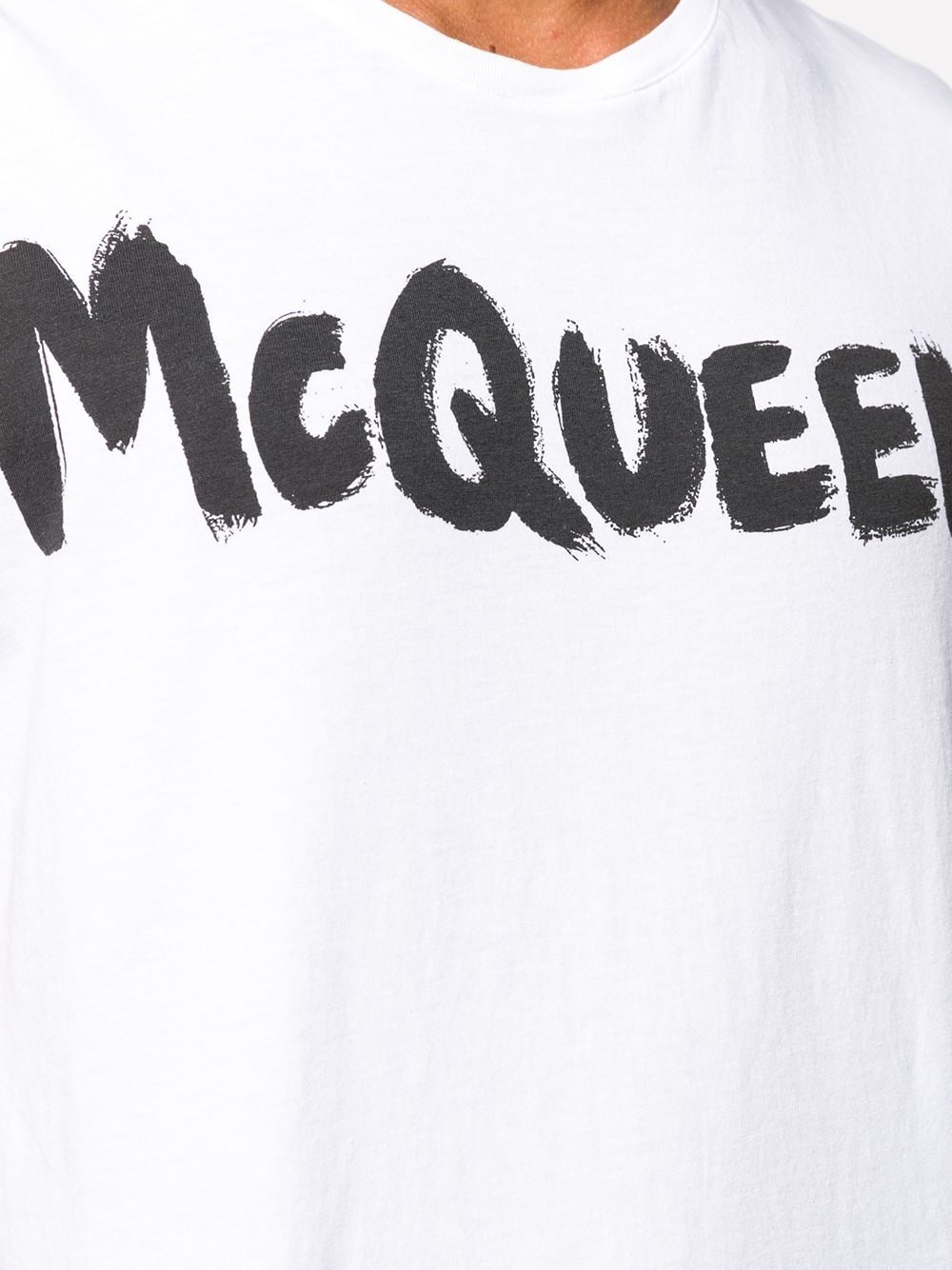 T-shirt in cotone bianco McQueen Graffiti