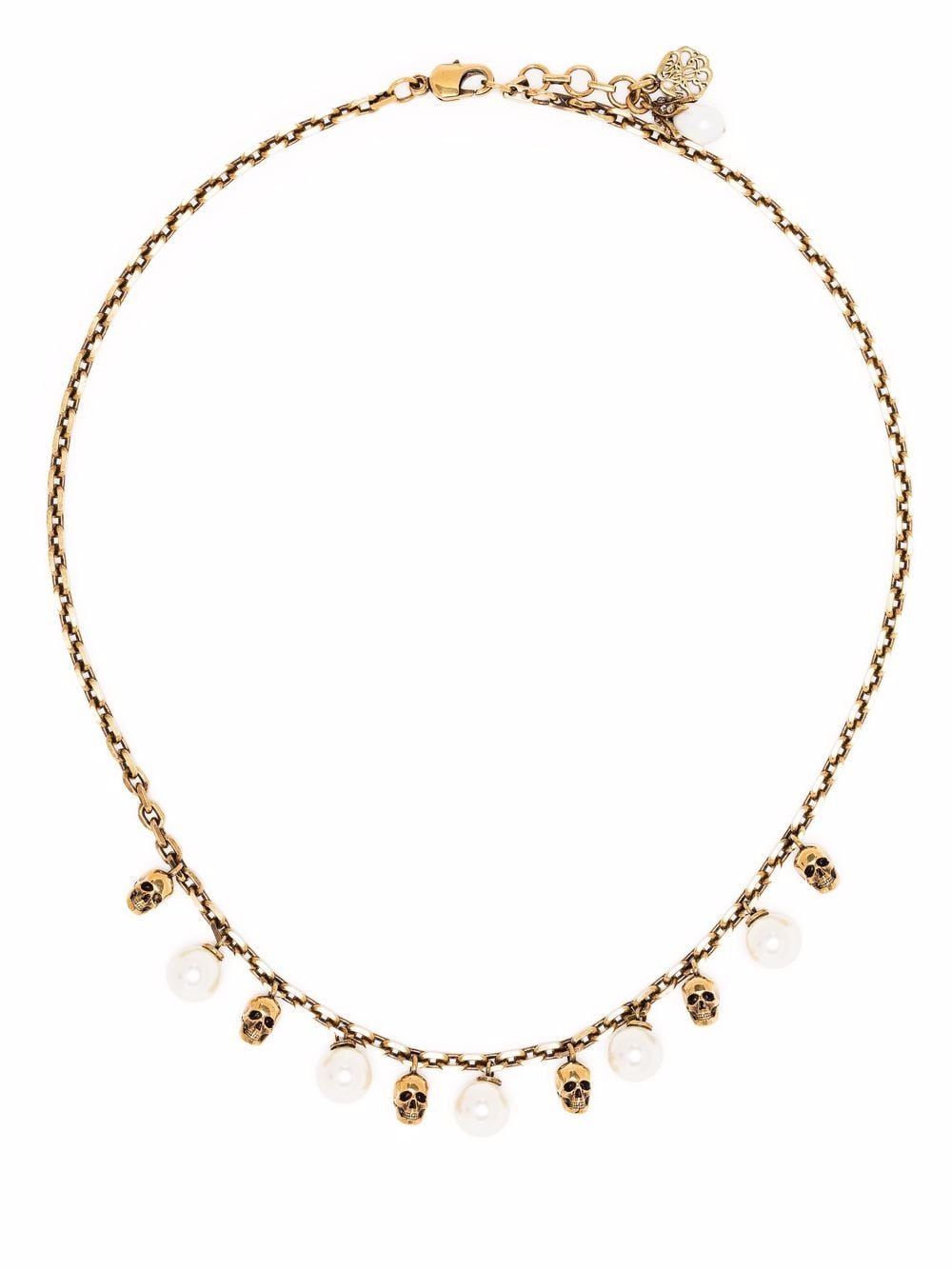 Skull-detail pearl-embellished necklace<BR/><BR/><BR/>