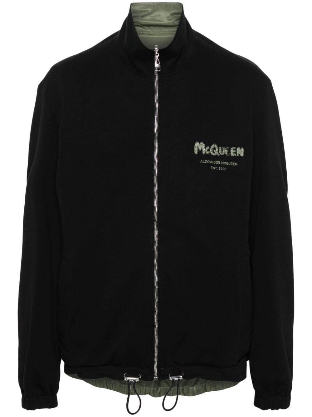 Black/khaki cotton jersey texture jacket