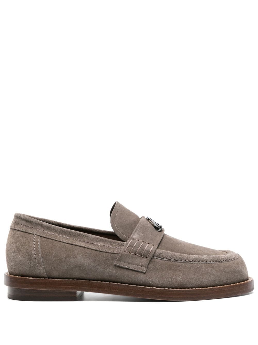Seal-plaque suede loafers