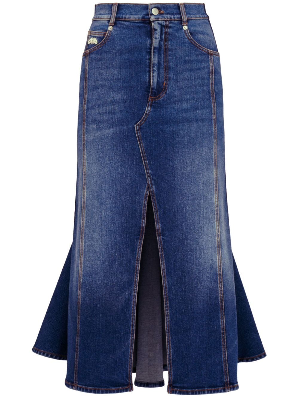 Gonna midi in denim a pannelli<br><br><br>