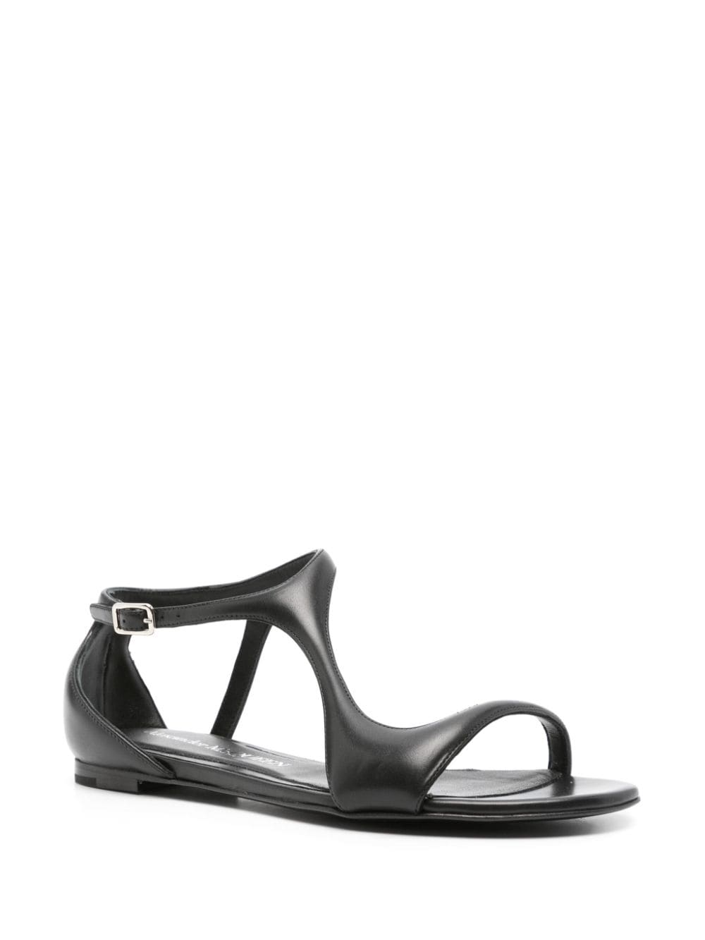 Leather flat sandals<BR/>
