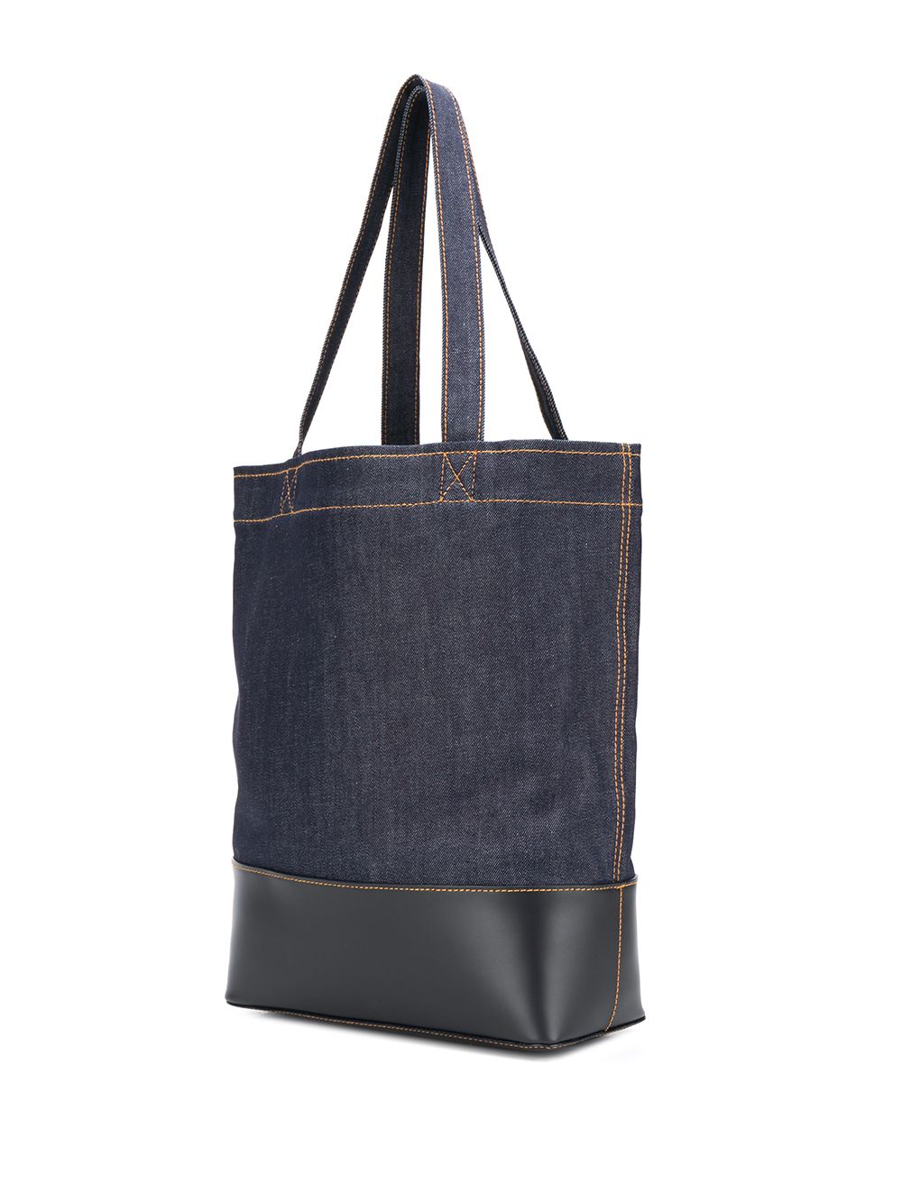 Borsa in denim di cotone blu scuro con stampa logo