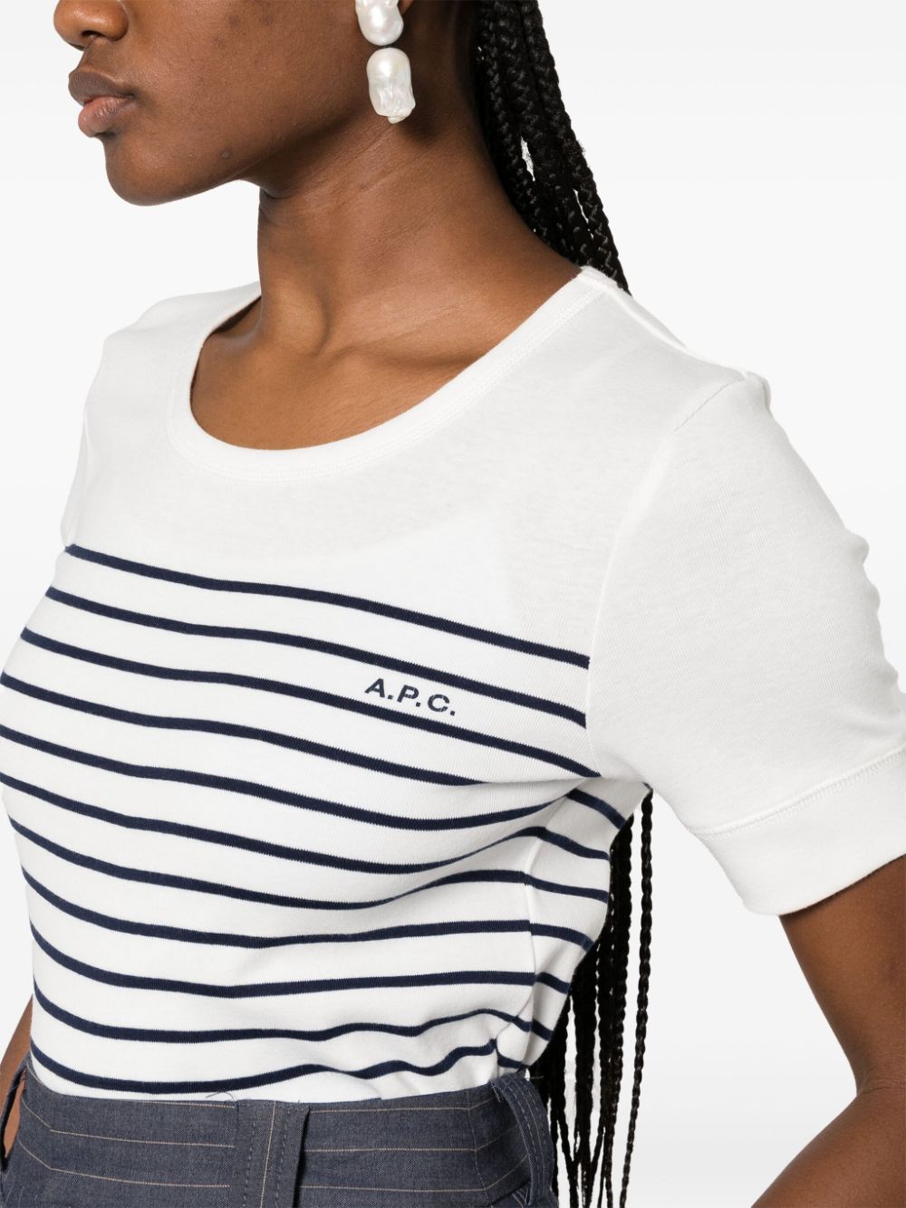 T-shirt in cotone a righe<br><br><br>