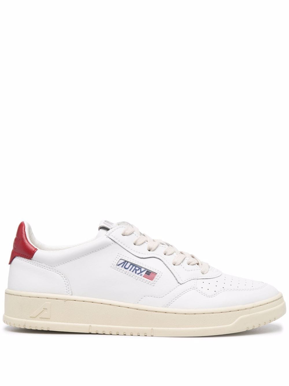 Bright white/red leather Medalist low-top sneakers