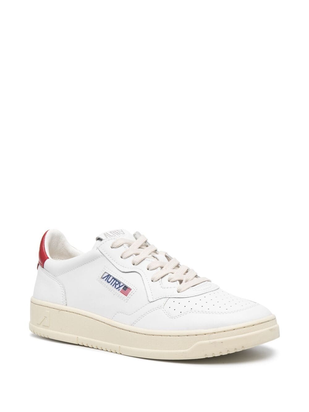 Bright white/red leather Medalist low-top sneakers