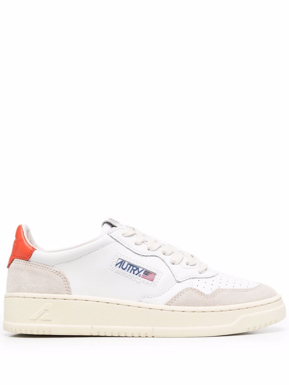 AUTRY AULWLS45LEAT/SUEDE WHT/ORANGE