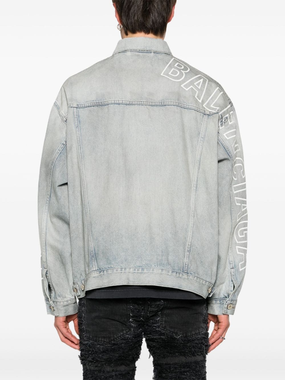 Logo-embroidered denim jacket<BR/><BR/><BR/>