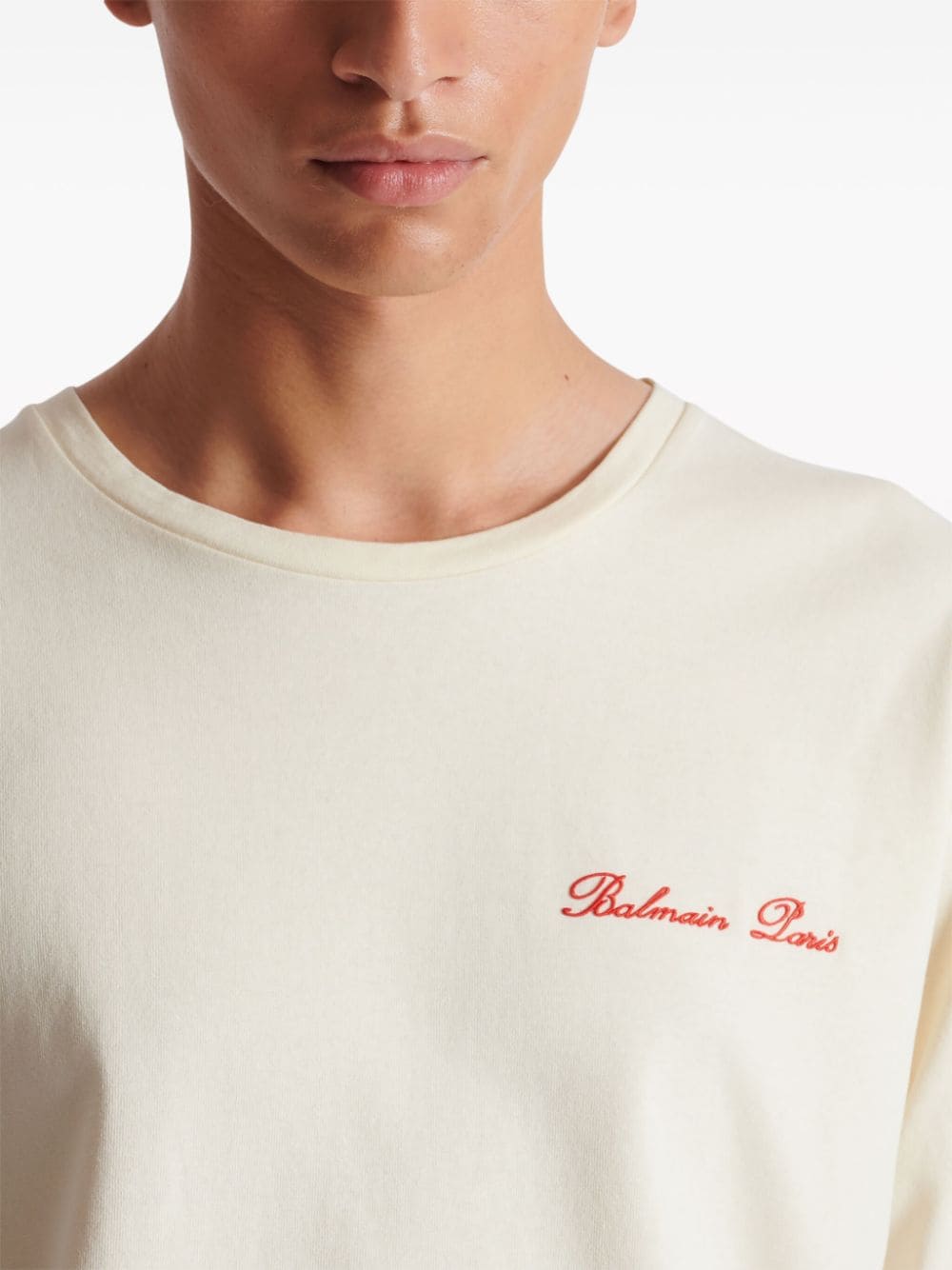 Logo-embroidered cotton T-shirt<BR/><BR/><BR/>