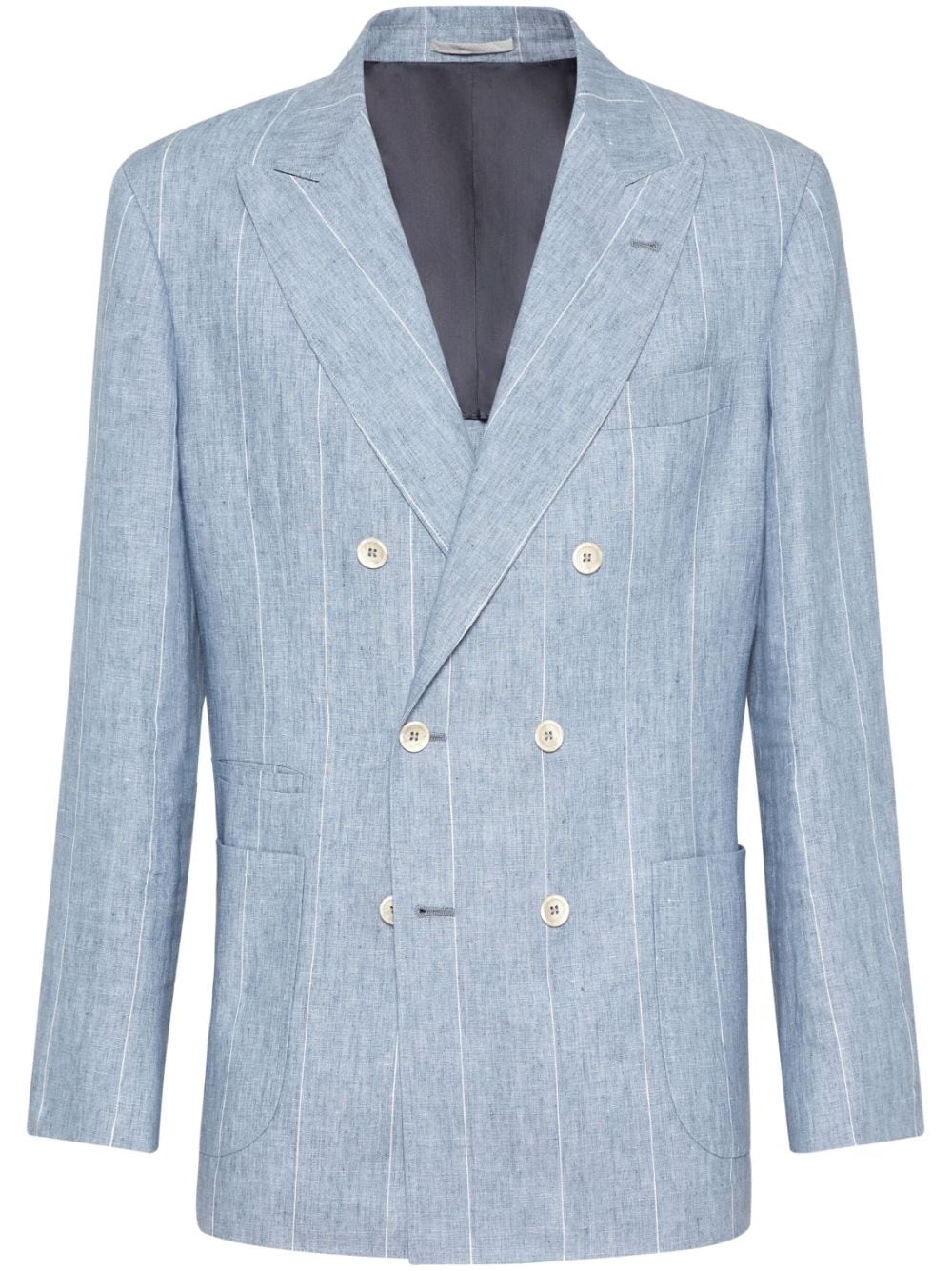 Blazer in lino con stampa a righe<br><br><br><br><br>