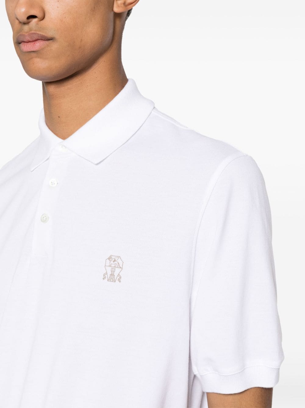 Logo-embroidered piqué cotton polo shirt<BR/><BR/><BR/>