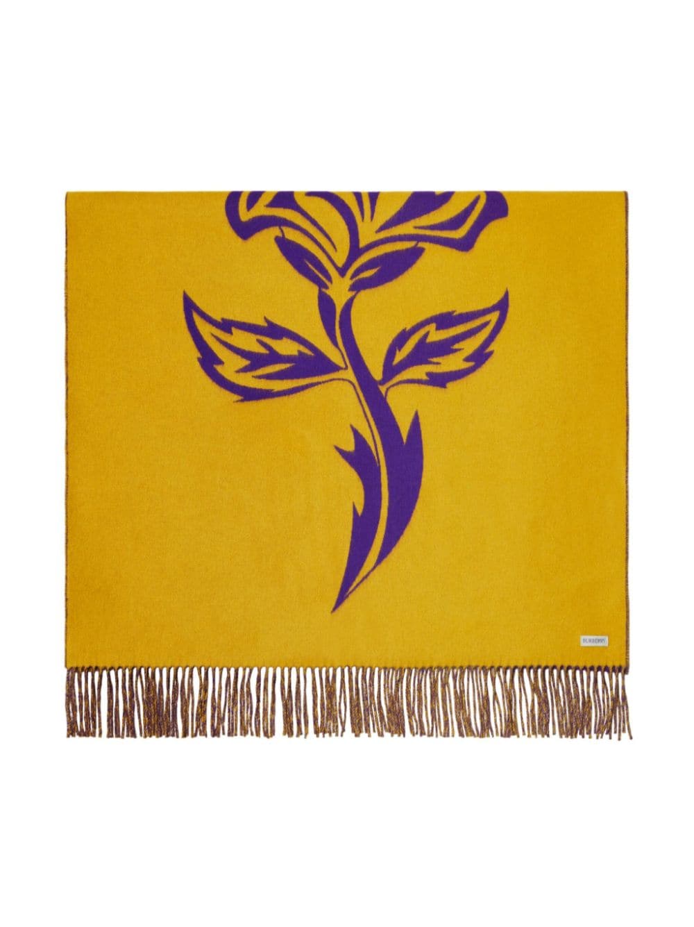 Purole/yellow rose-print cashmere scarf