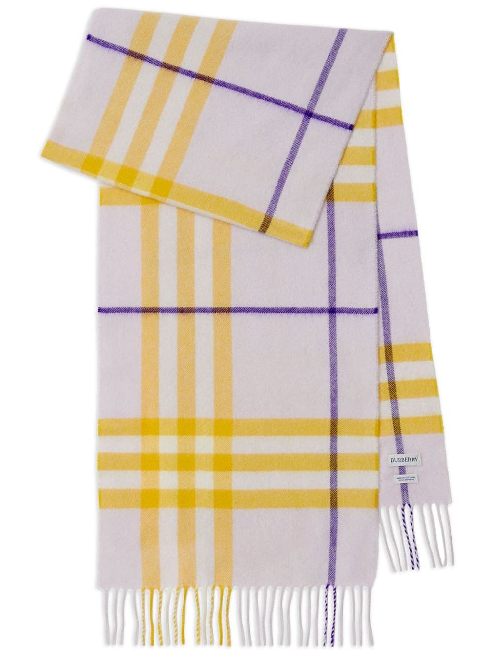 checked fringed-edge cashmere scarf<BR/><BR/><BR/>