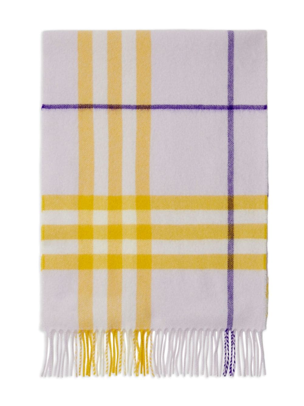 checked fringed-edge cashmere scarf<BR/><BR/><BR/>