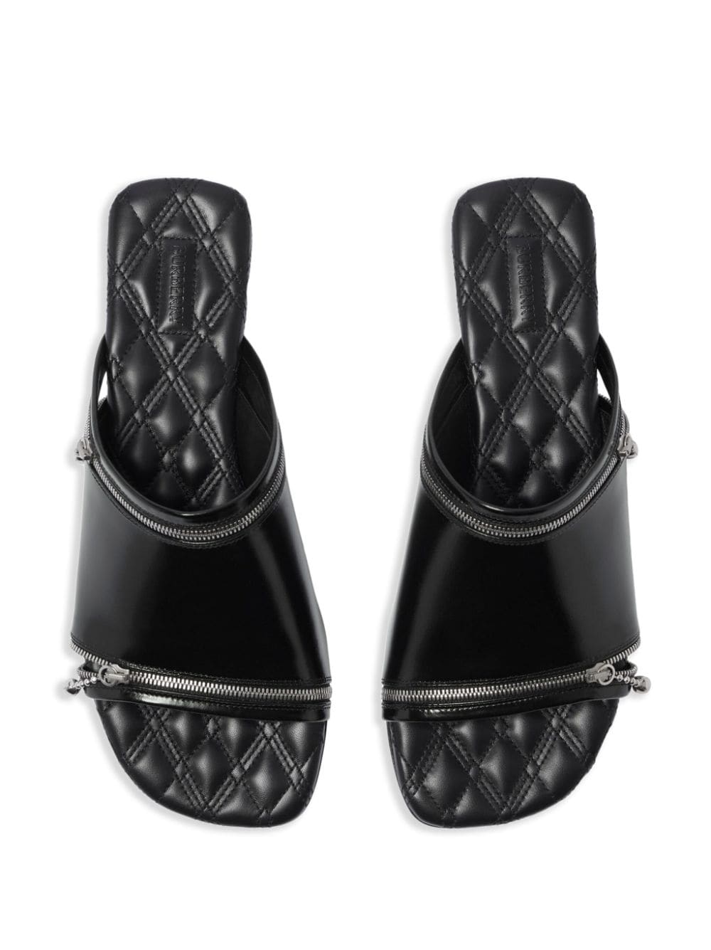 Decorative-zip flat leather sandals<BR/><BR/><BR/>
