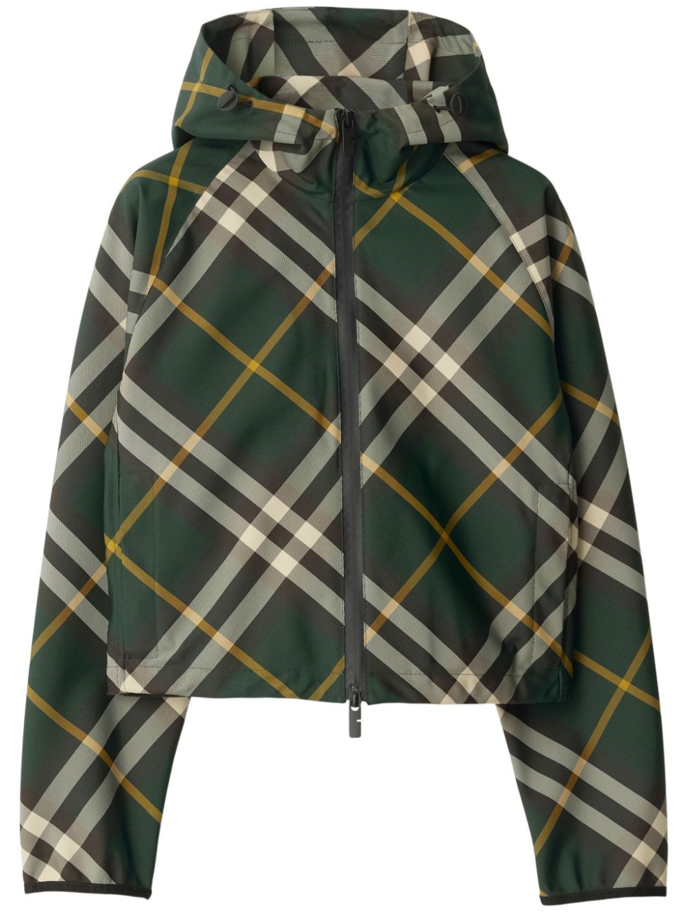 Check-pattern zip-up jacket<BR/><BR/><BR/>