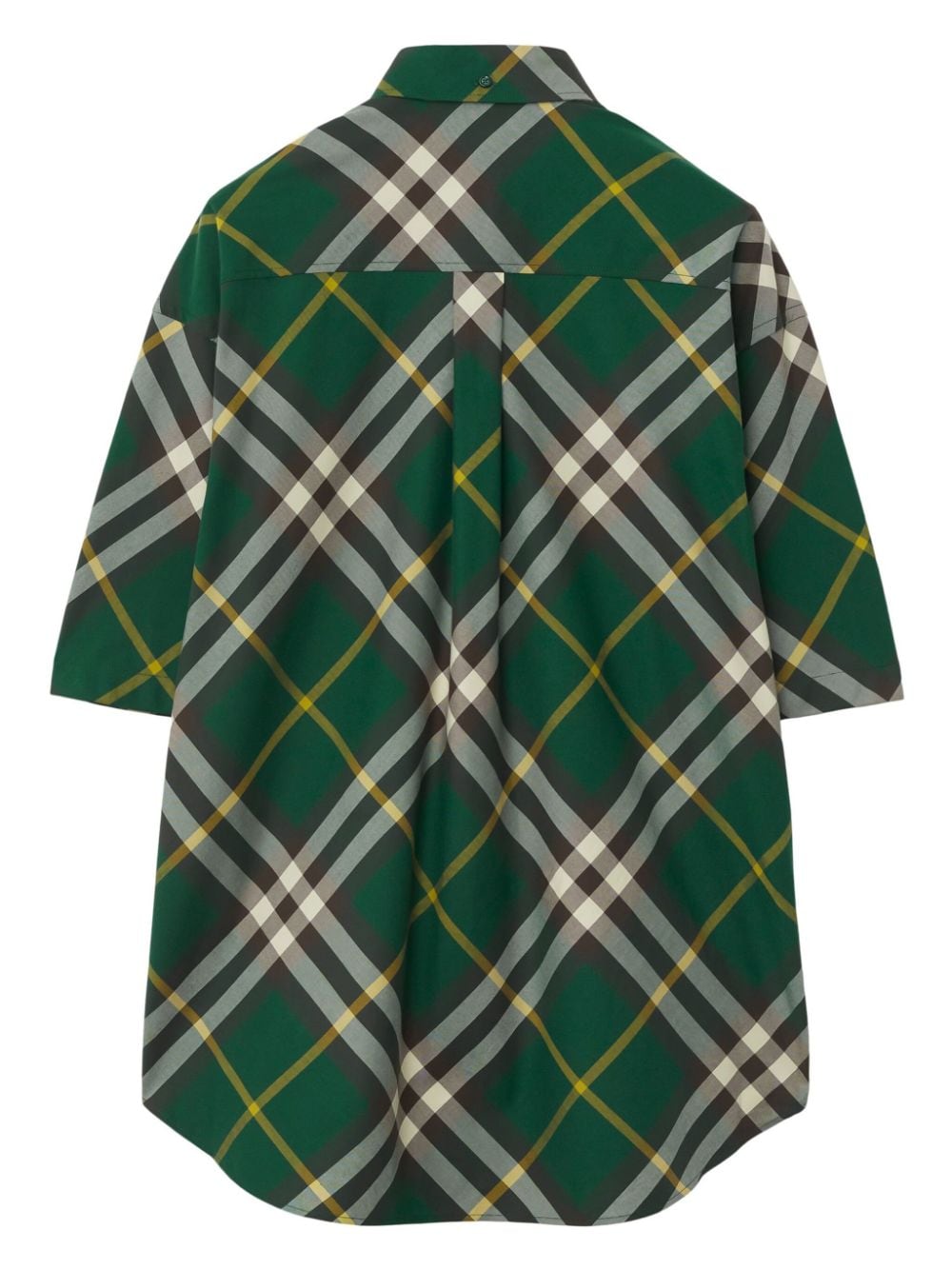 Green/multicolour cotton plaid check pattern shirt