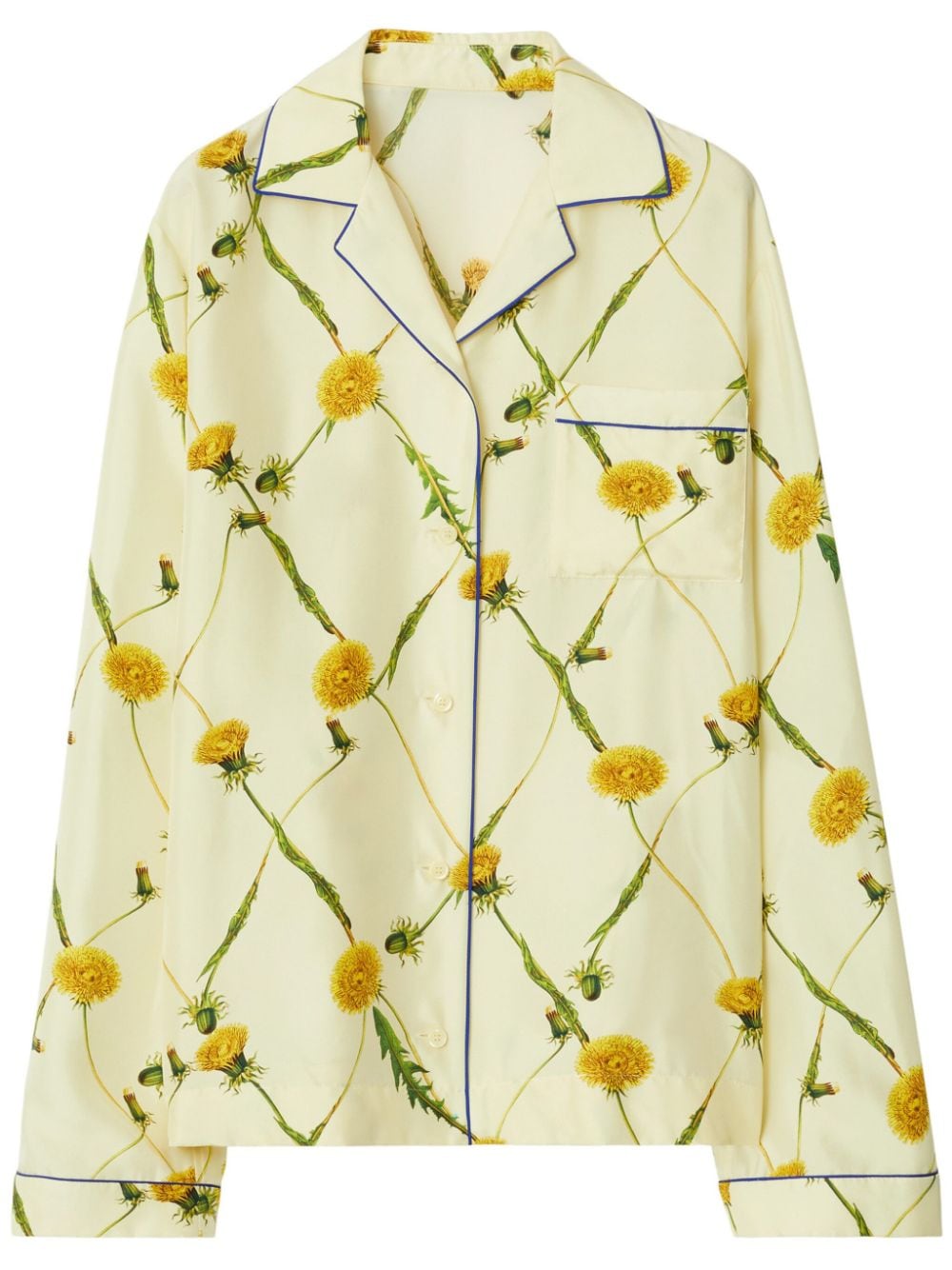 Dandelion-print silk pyjama shirt<BR/><BR/><BR/>
