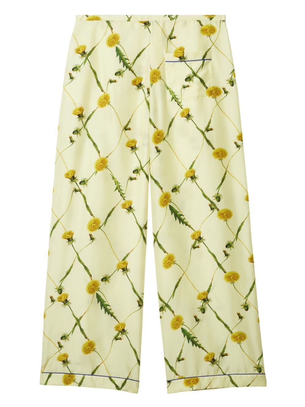 Dandelion-print silk-satin trousers<BR/><BR/><BR/>