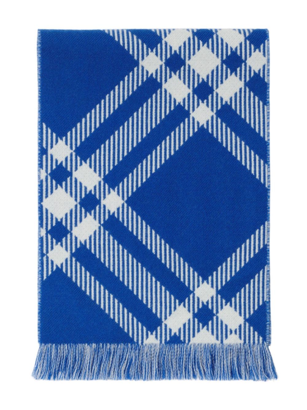 Blue check pattern scarf