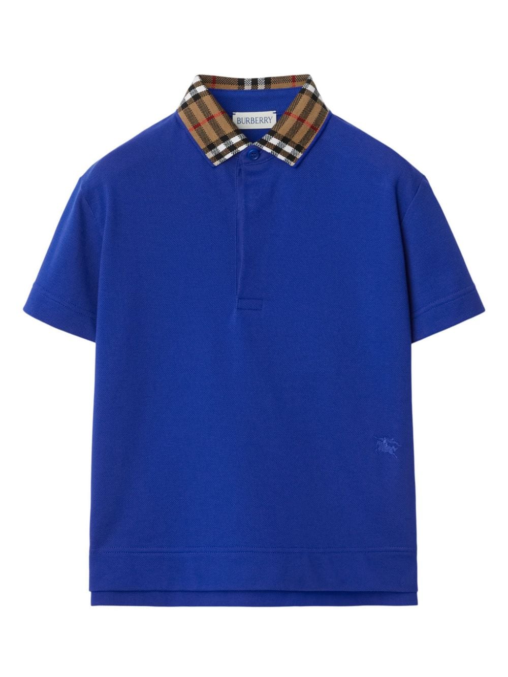 Check-collar cotton polo shirt<BR/><BR/><BR/>