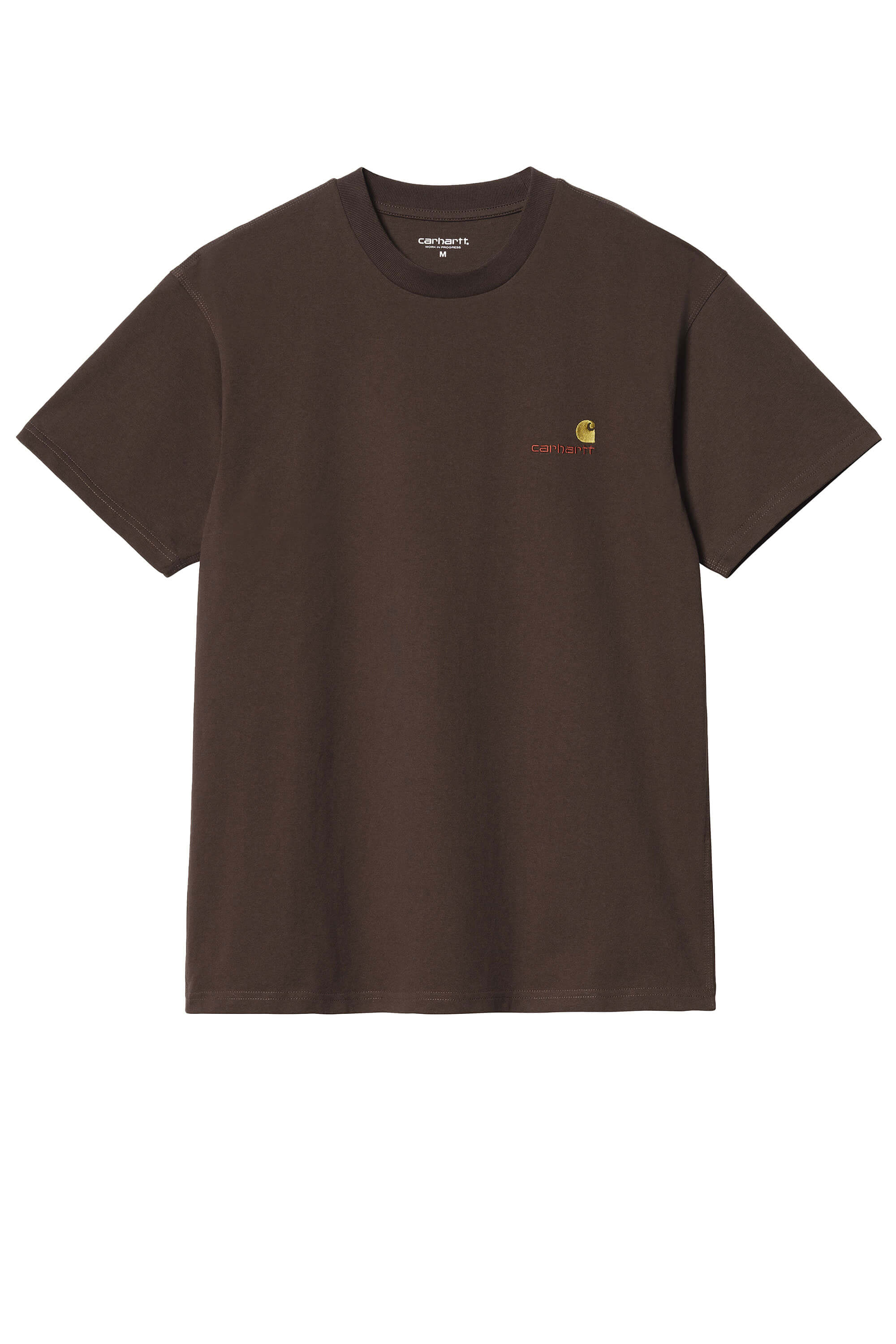 T-shirt ricamata in cotone marrone scuro