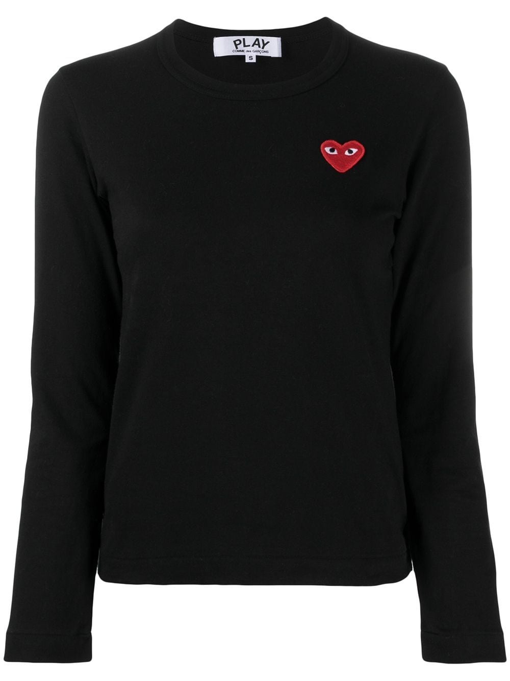 Simple black cotton appliquéd heart logo T-shirt