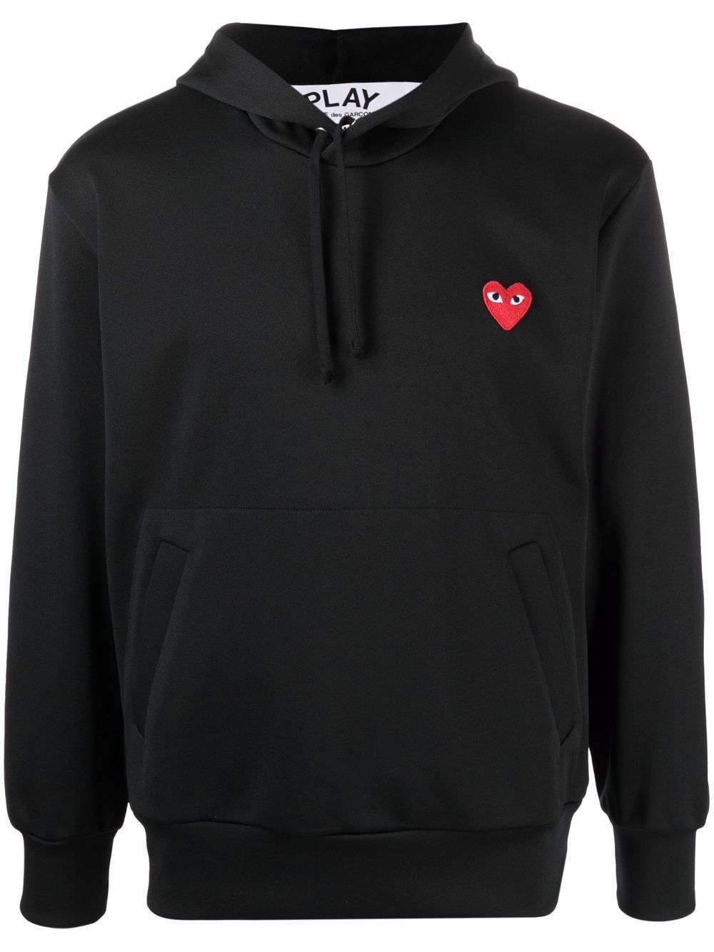 Jet-black heart-print pullover hoodie