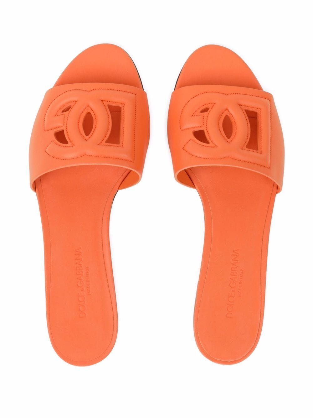 Orange DG-logo leather sandals<BR/><BR/><BR/>