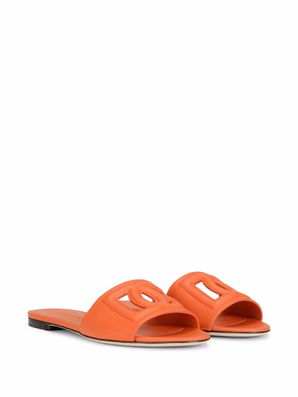 Orange DG-logo leather sandals<BR/><BR/><BR/>