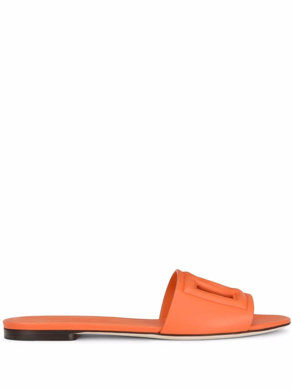 Sandali in pelle arancione con logo DG<br><br><br>