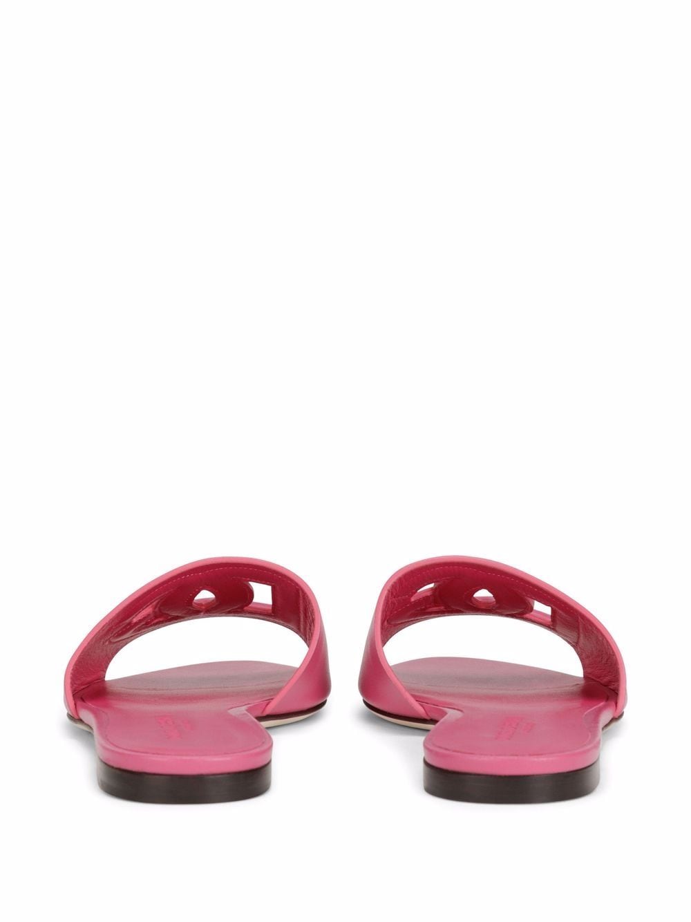 Pink DG-logo leather sandals<BR/><BR/><BR/>
