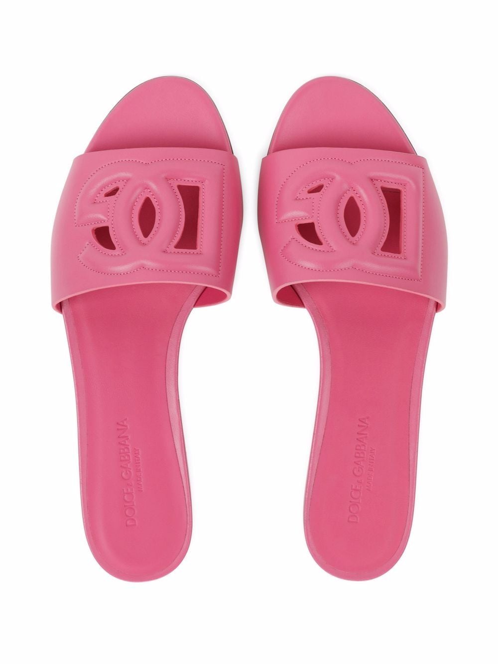 Pink DG-logo leather sandals<BR/><BR/><BR/>