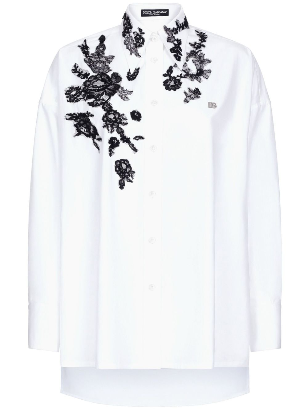 Floral lace appliqué shirt