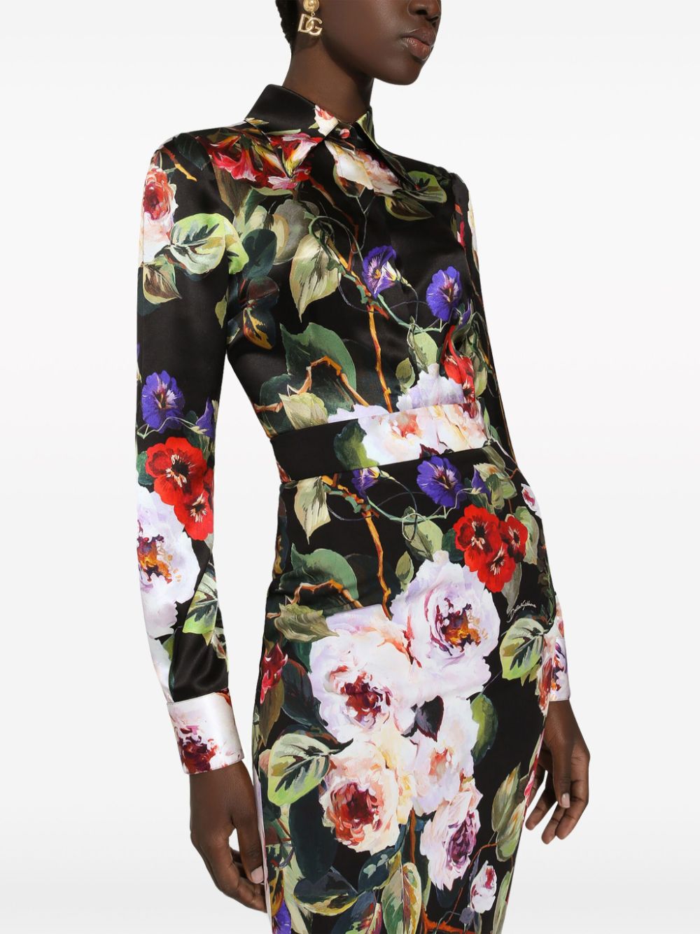 Floral print silk shirt