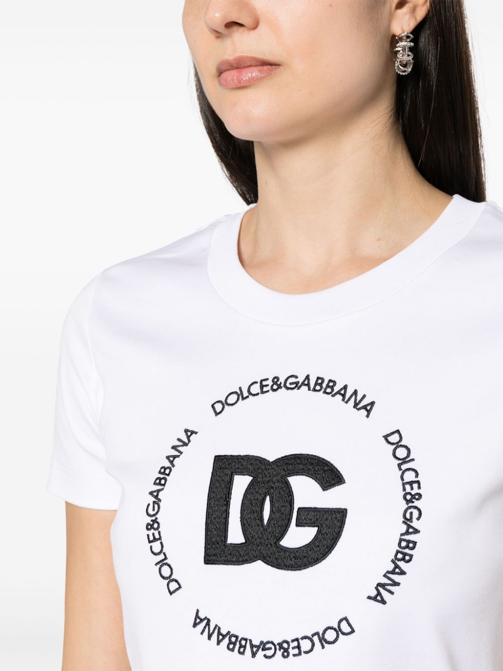 T-shirt in interlock con logo ricamato<br><br><br>