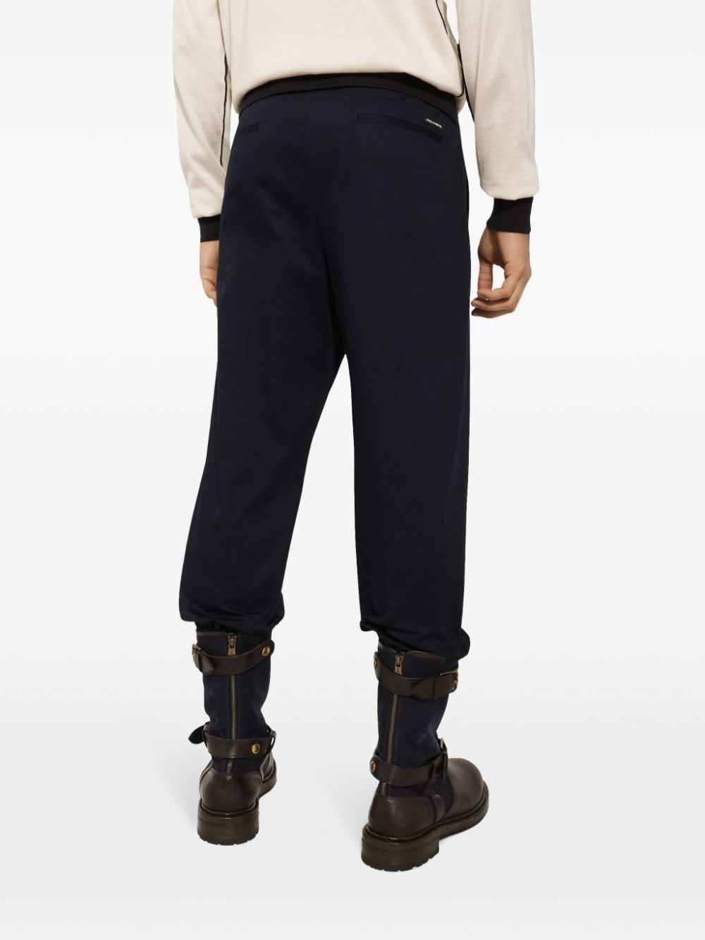 Pantaloni affusolati in misto cotone con etichetta logo<br><br><br><br>