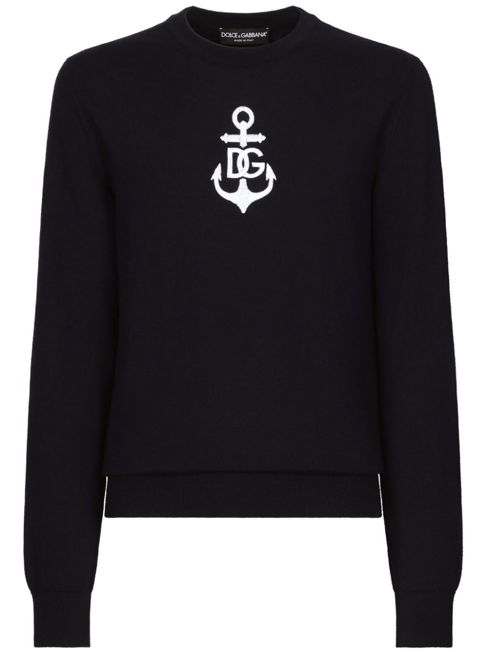 Logo-embroidered virgin wool jumper<BR/><BR/><BR/>