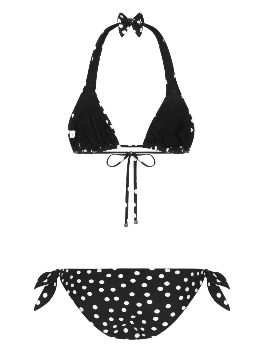 Polka dot-print triangle bikini set<BR/><BR/><BR/>