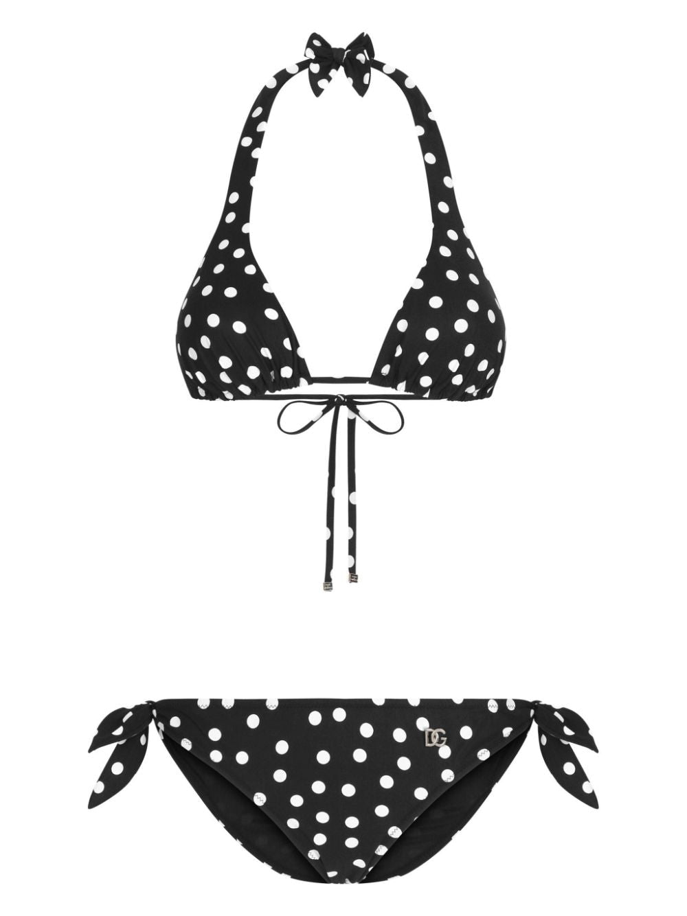 Polka dot-print triangle bikini set<BR/><BR/><BR/>