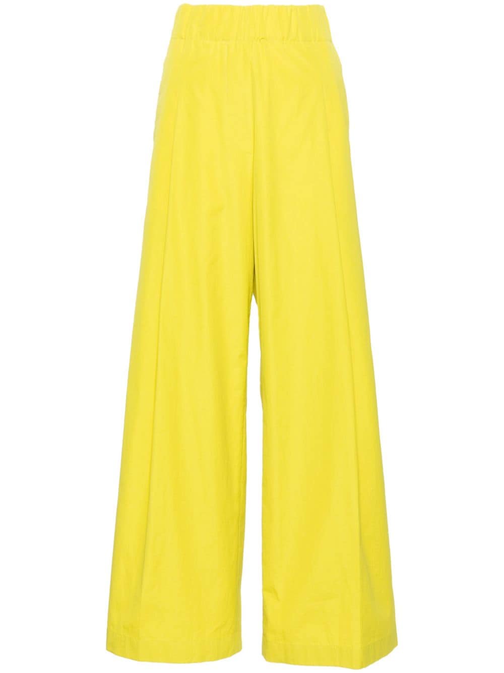 High-waist palazzo cotton trousers<BR/>