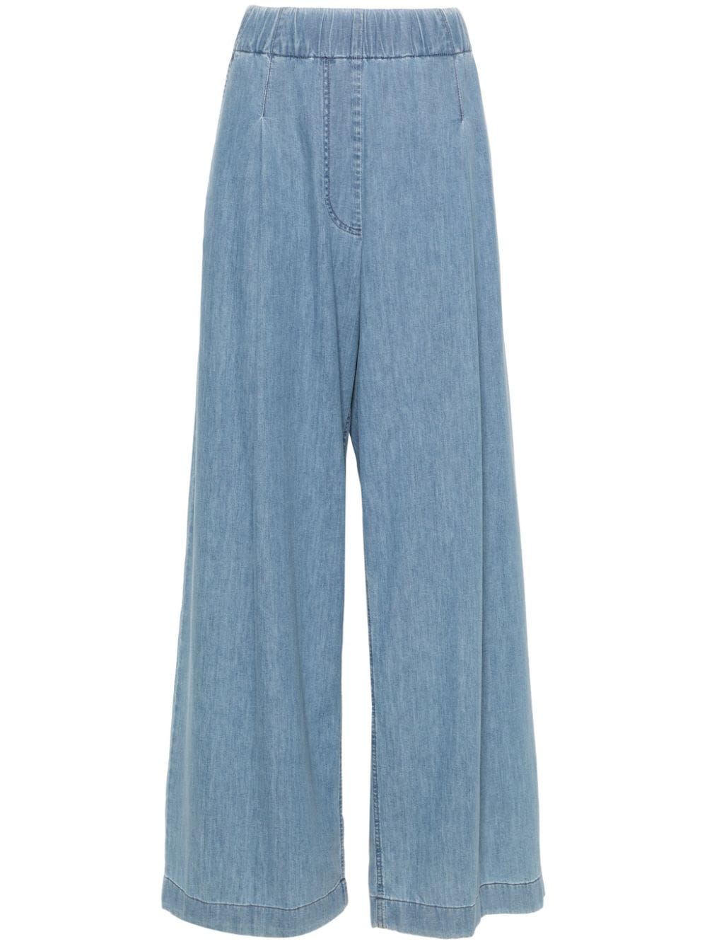 Elasticated-waist pleated wide-leg jeans<BR/><BR/>