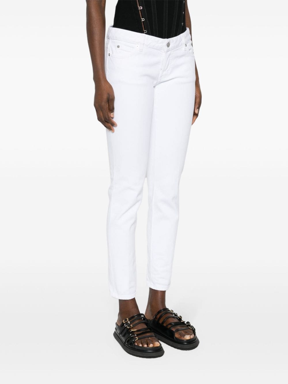 White stretch- cotton jeans