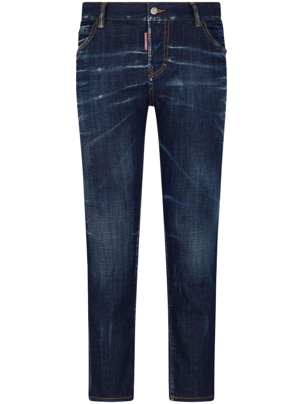 Slim fit whiskering effect jeans<BR/>