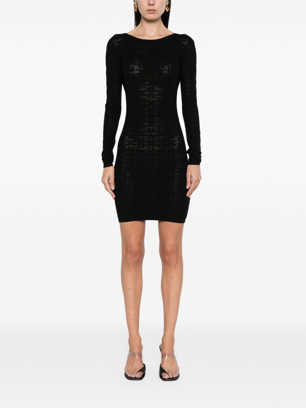 Chain-detail knitted mini dress<BR/>