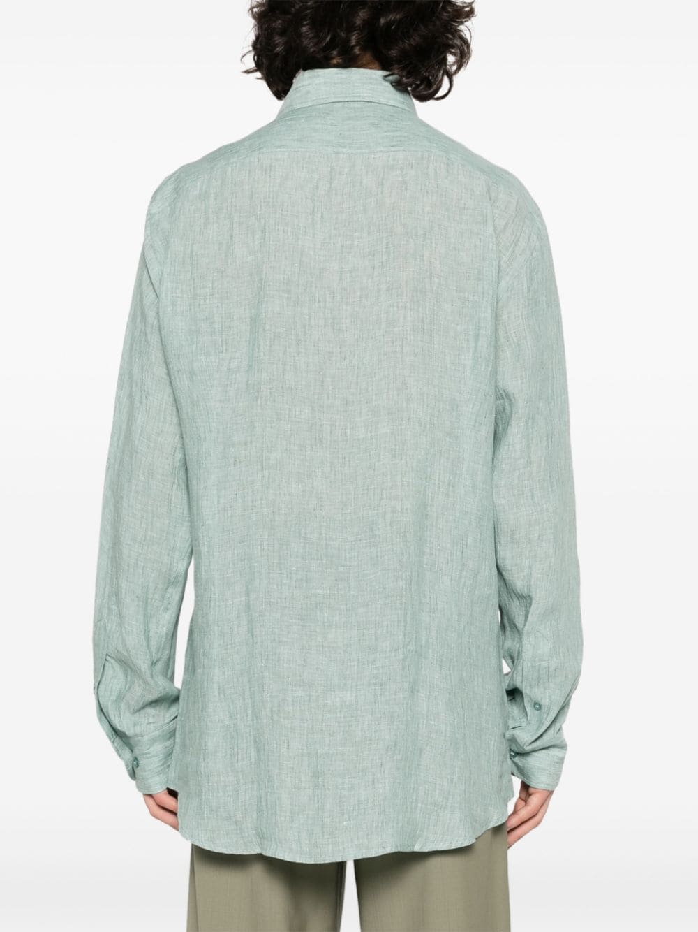 Pegaso-embroidered linen shirt<BR/><BR/><BR/>