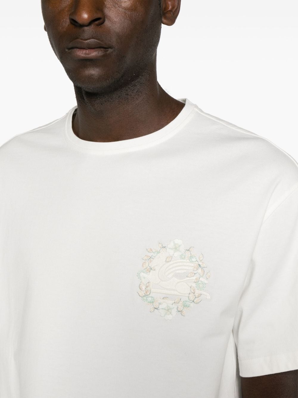 Pegaso-embroidered cotton T-shirt<BR/><BR/><BR/>