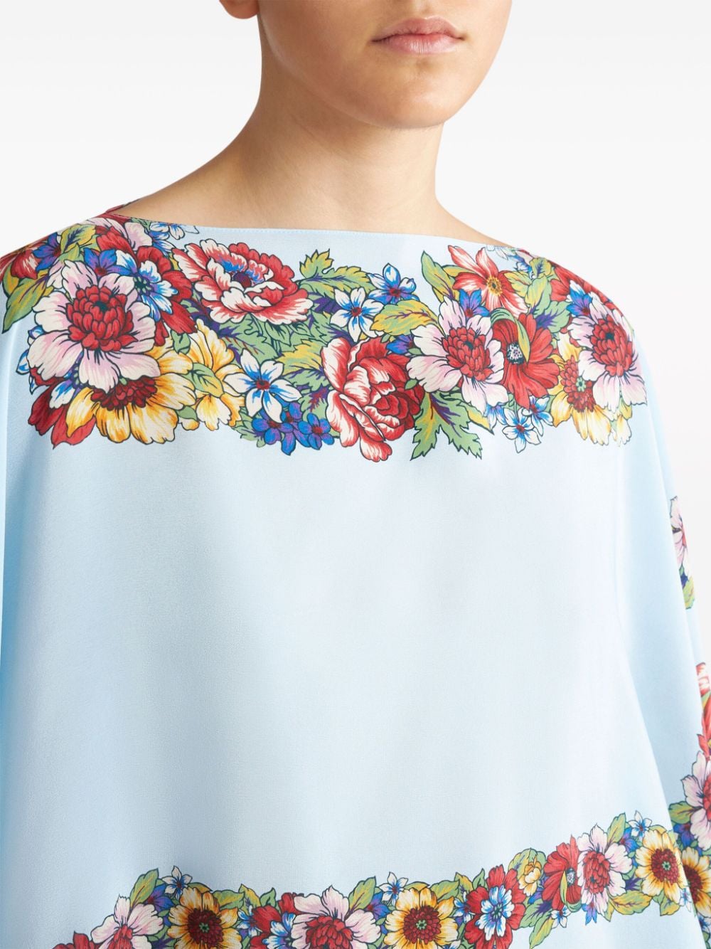 Floral-print silk poncho<BR/><BR/><BR/>